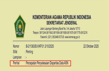 Surat Edaran Percepatan Penyelesaian Disparitas Data ASN Kemenag