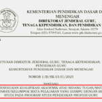 Kepdirjen GTKPG Nomor 1/B/HK.03.01/2025 tentang Linieritas Kualifikasi Akademik dengan Bidang Studi PPG 2025
