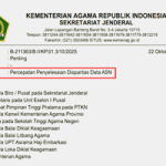 Surat Edaran Percepatan Penyelesaian Disparitas Data ASN Kemenag