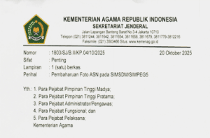 Surat Edaran Pembaharuan Foto ASN pada SIMSDM/SIMPEG5