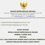 Surat Edaran BKN Nomor 6 Tahun 2025 tentang Tata Cara Penetapan NI PPPK Paruh Waktu