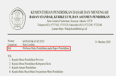Surat Edaran Webinar Buku Pendidikan pada Rapor Pendidikan