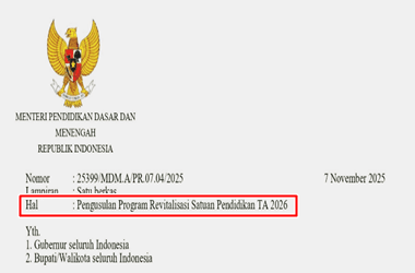Surat Edaran Pengusulan Program Revitalisasi Satuan Pendidikan 2026