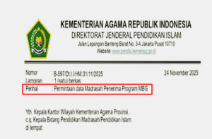 Surat Edaran Permintaan Data Madrasah Penerima Program MBG