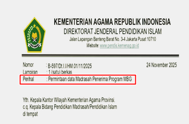 Surat Edaran Permintaan Data Madrasah Penerima Program MBG