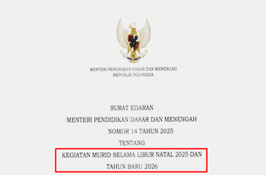 Surat Edaran Mendikdasmen Tentang Kegiatan Murid Selama Natal 2025 dan Tahun Baru 2026