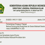 Surat Edaran Pengajuan Proposal Bantuan Pembangunan Ruang Kelas dan Sarana Madrasah Swasta melalui SIMSARPRAS 2025