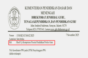 Pengumuman Hasil UKPPPG Guru Tertentu Periode 3 Tahun 2025