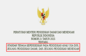 Permendikdasmen Nomor 21 Tahun 2025 tentang Standar Tenaga Kependidikan PAUD Dikdasmen