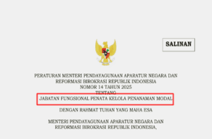 Permen PANRB Nomor 14 Tahun 2025 tentang Jabatan Fungsional Penata Kelola Penanaman Modal