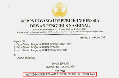 Surat Edaran HUT KORPRI ke-54 Tahun 2025