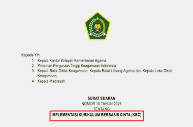 Surat Edaran Implementasi Kurikulum Berbasis Cinta