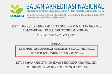 SK Penetapan Akreditasi Automasi Dikdasmen Tahap 2 Tahun 2025