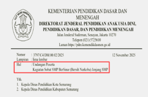 Undangan Kegiatan Sobat SMP BerSinar (Bersih Narkoba) Jenjang SMP 2025