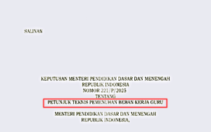 Kepmendikdasmen Nomor 221/P/2025 tentang Juknis Pemenuhan Beban Kerja Guru