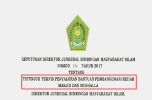 Kepdirjen Bimas Islam Nomor 214 Tahun 2017 tentang Juknis Bantuan Pembangunan Masjid dan Musala