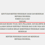 KepMendikdasmen Nomor 222/O/2025 tentang Kesesuaian Bidang Tugas, Mata Pelajaran, dan Kelompok Mata Pelajaran Dengan Sertifikat Pendidik