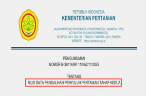 Pengumuman Rilis Data Pengalihan Penyuluh Pertanian Tahap Kedua