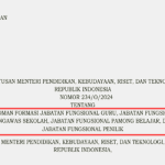 Kepmendikbudristek Nomor 234 Tahun 2024 tentang Pedoman Formasi JF Guru, JF Pengawas Sekolah, JF Pamong Belajar, dan JF Penilik