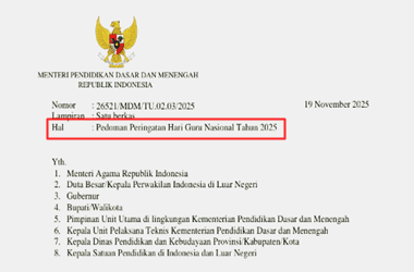 Surat Edaran Pedoman Peringatan Hari Guru Nasional 2025