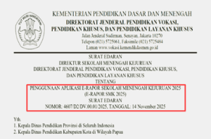Surat Edaran Penggunaan Aplikasi e-Rapor SMK 2025