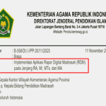 Surat Edaran Implementasi Aplikasi Rapor Digital Madrasah