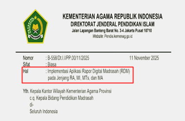 Surat Edaran Implementasi Aplikasi Rapor Digital Madrasah