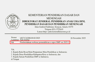 Surat Undangan Webinar Pemutakhiran e-Rapor SMP Versi 2025.2