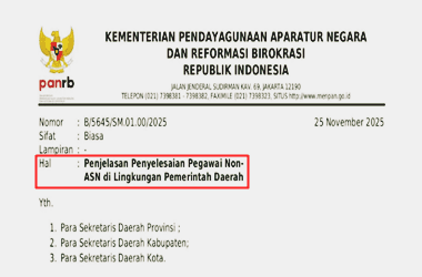 Surat Edaran Penjelasan Penyelesaian Pegawai Non ASN di Lingkungan Pemda