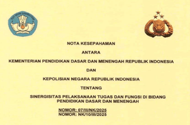 Nota Kesepahaman Kemendikdasmen dan POLRI tentang Sinergisitas Tugas dan Fungsi di Bidang Pendidikan Dasar dan Menengah.