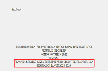 Permendiktisaintek Nomor 40 Tahun 2025 tentang Renstra Kemendiktisaintek Tahun 2025-2029