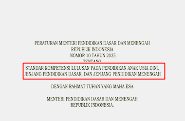 Permendikdasmen Nomor 10 Tahun 2025 tentang Standar Kompetensi Lulusan (SKL)