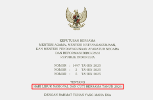 SKB Hari Libur Nasional dan Cuti Bersama 2026