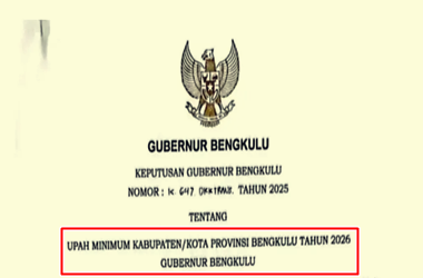 SK Gubernur Bengkulu tentang UMK Bengkulu Tahun 2026
