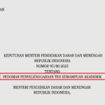 Kepmendikdasmen Nomor 95/M/2025 tentang Pedoman TKA