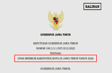 SK Gubernur Jawa Timur Nomor 100.3.3.1/937/013/2025 tentang UMK Jawa Timur Tahun 2026