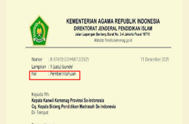 Surat Edaran Pemberitahuan Bantuan Subsidi Upah Guru Non ASN Madrasah 2025