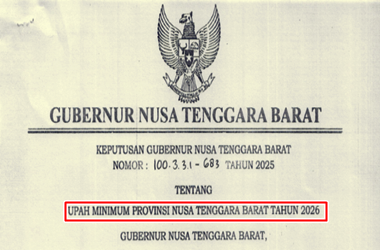 SK Gubernur NTB Nomor 100.3.3.1-683 Tahun 2025 tentang UMP NTB Tahun 2026