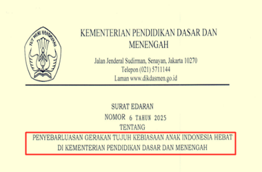 Surat Edaran Kemendikdasmen tentang Penyebarluasan Gerakan 7 KAIH