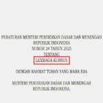 Permendikdasmen Nomor 24 Tahun 2025 tentang Lembaga Kursus