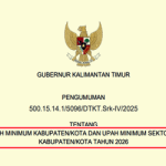 SK Gubernur Kalimantan Timur tentang UMK Kalimantan Timur Tahun 2026