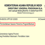 Surat Edaran Pemberitahuan Sasaran Penerima Bantuan Kemenag 2025