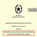 Perpres Nomor 21 Tahun 2023 tentang Hari Kerja dan Jam Kerja Instansi Pemerintah dan ASN