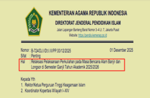 Surat Edaran Relaksasi Perkuliahan pada Masa Bencana Banjir dan Longsor