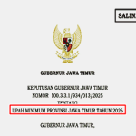 SK Gubernur Jawa Timur tentang UMP Jawa Timur Tahun 2026