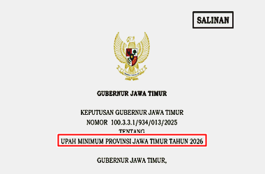 SK Gubernur Jawa Timur tentang UMP Jawa Timur Tahun 2026