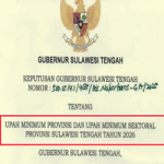 SK Gubernur Sulawesi Tengah tentang UMP dan UMSP Sulawesi Tengah Tahun 2026