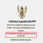 SK Gubernur Sumatera Selatan tentang UMP Sumatera Selatan Tahun 2026