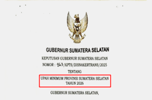 SK Gubernur Sumatera Selatan tentang UMP Sumatera Selatan Tahun 2026