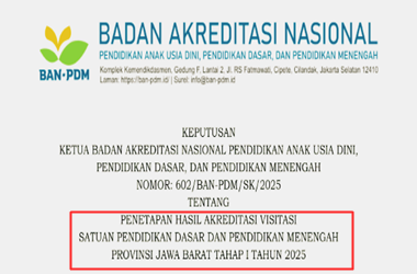 SK Akreditasi Visitasi Dikdasmen Provinsi Jawa Barat Tahap 1 Tahun 2025